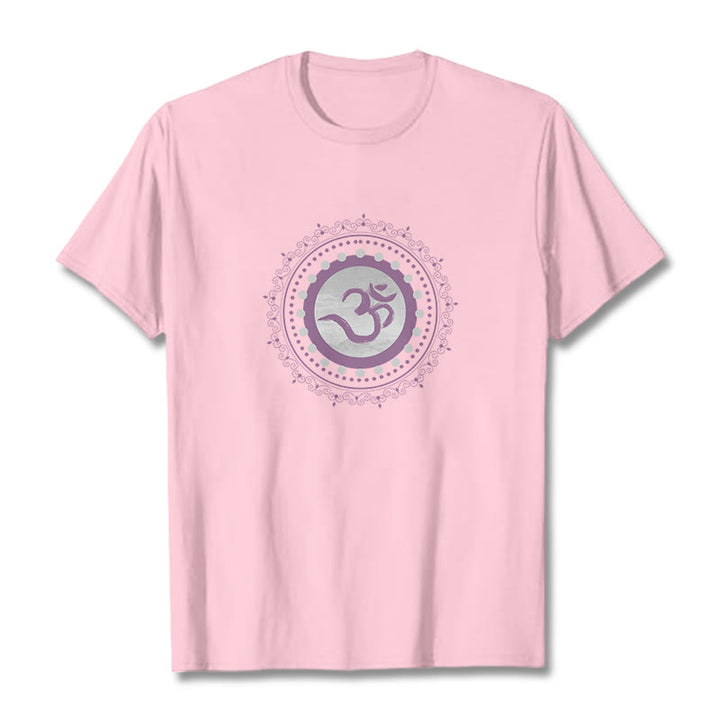 Maglietta in cotone con motivo Buddha Stones Om Mandala