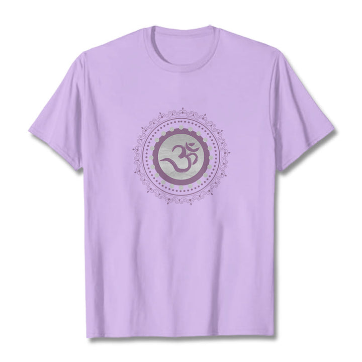 Maglietta in cotone con motivo Buddha Stones Om Mandala