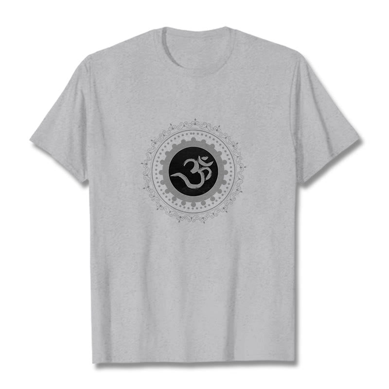 Maglietta in cotone con motivo Buddha Stones Om Mandala - Grigio chiaro - 2XL - image 15