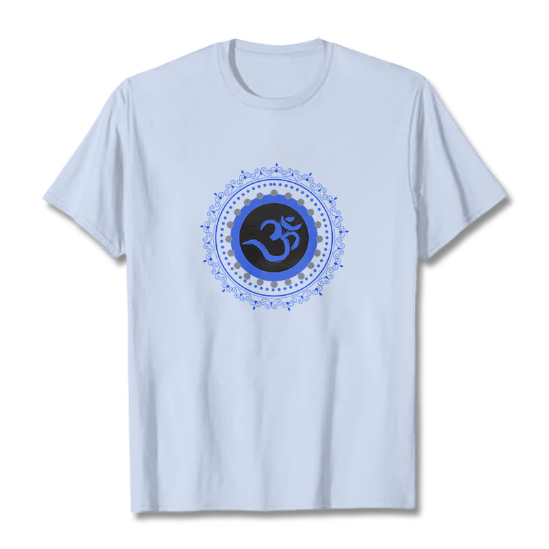 Maglietta in cotone con motivo Buddha Stones Om Mandala - Ciano chiaro - 2XL - image 10