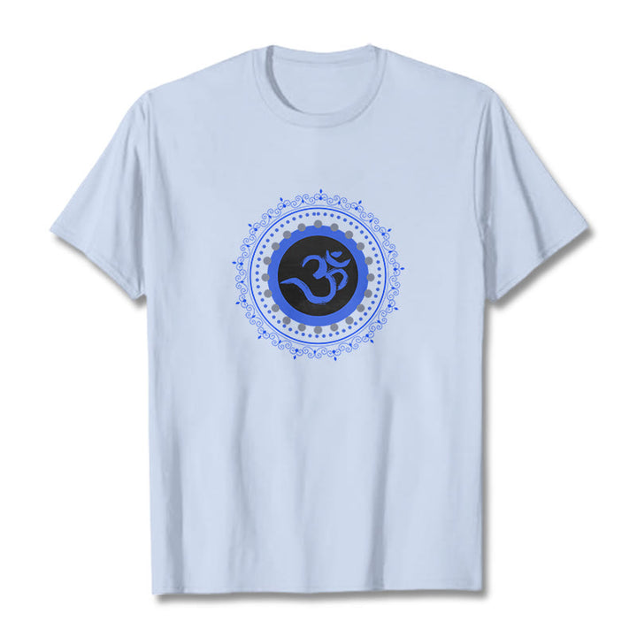 Maglietta in cotone con motivo Buddha Stones Om Mandala - Ciano chiaro - 2XL - image 10