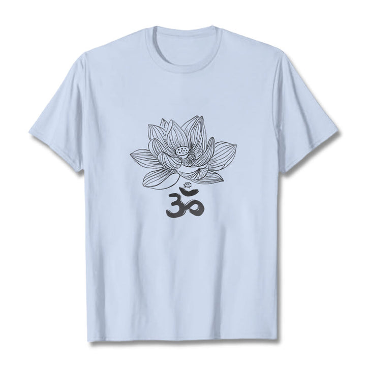 Maglietta in cotone con schizzo Buddha Stones Om Lotus