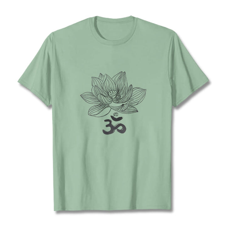 Maglietta in cotone con schizzo Buddha Stones Om Lotus