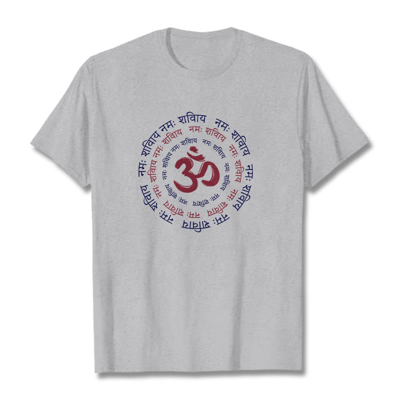 Maglietta in cotone con carattere mantra OM Buddha Stones Sanscrito - Grigio chiaro - 2XL - image 21