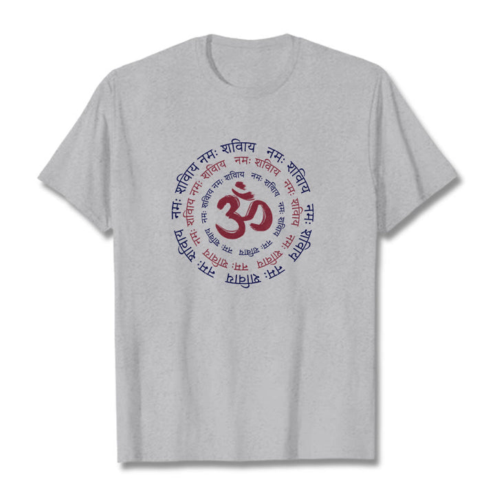 Maglietta in cotone con carattere mantra OM Buddha Stones Sanscrito - Grigio chiaro - 2XL - image 21