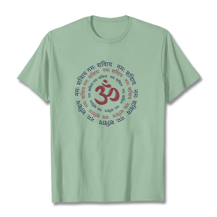Maglietta in cotone con carattere mantra OM Buddha Stones Sanscrito - Verde pallido - 2XL - image 30