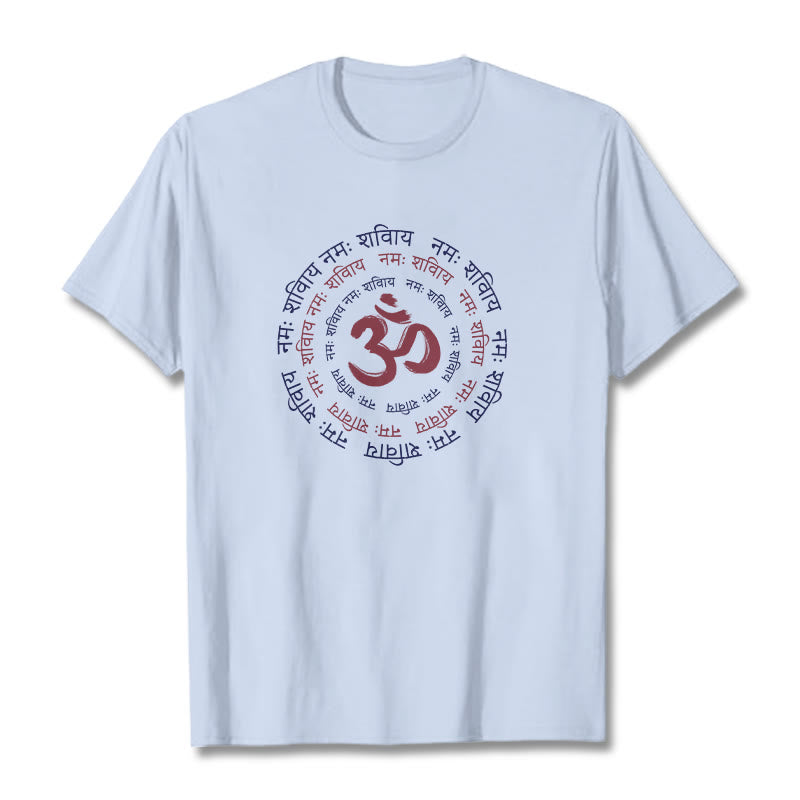 Maglietta in cotone con carattere mantra OM Buddha Stones Sanscrito - Ciano chiaro - 2XL - image 6