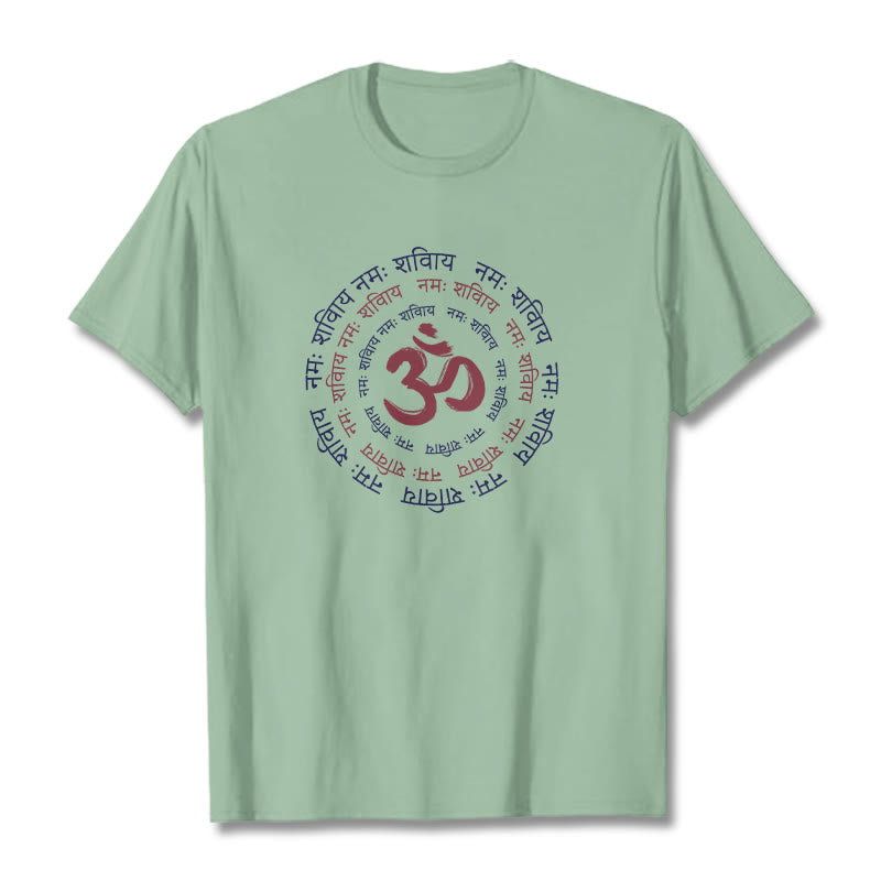 Maglietta in cotone con carattere mantra OM Buddha Stones Sanscrito - Verde pallido - 2XL - image 31