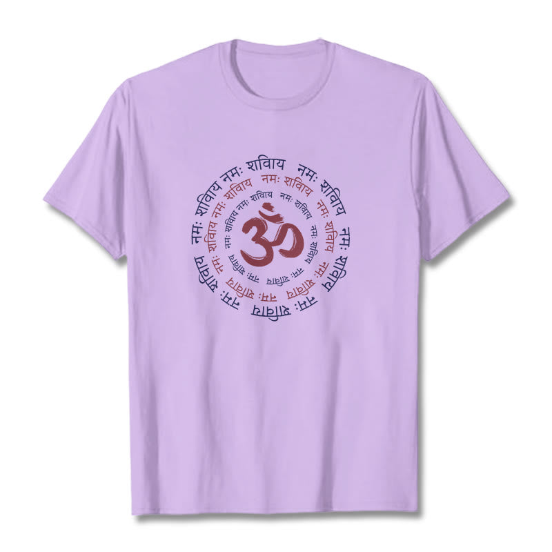 Maglietta in cotone con carattere mantra OM Buddha Stones Sanscrito - Prugna - 2XL - image 12