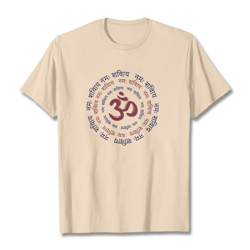 Maglietta in cotone con carattere mantra OM Buddha Stones Sanscrito - Biscotto - 2XL - image 8