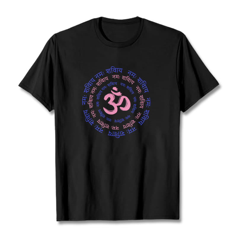 Maglietta in cotone con carattere mantra OM Buddha Stones Sanscrito - Nero - 2XL - image 23