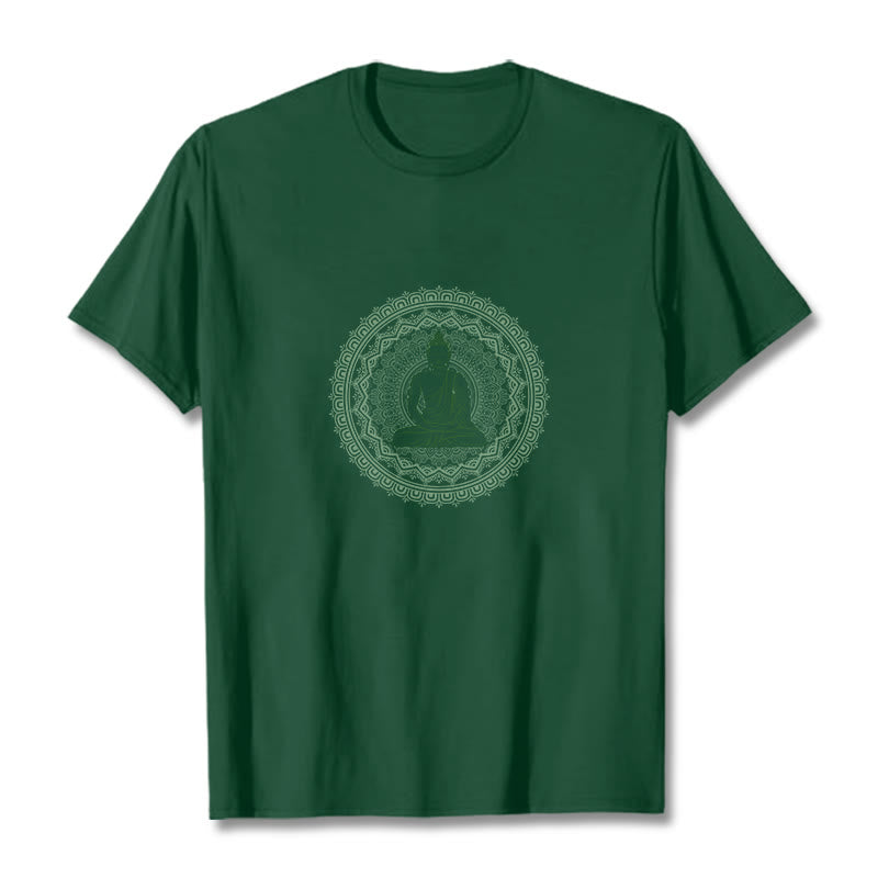 Maglietta in cotone con mandala Buddha Stones Buddha - Verde foresta - 2XL - image 6