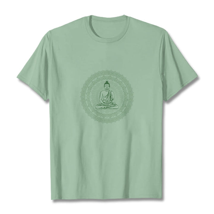 Maglietta in cotone con mandala Buddha Stones Buddha - Verde pallido - 2XL - image 16