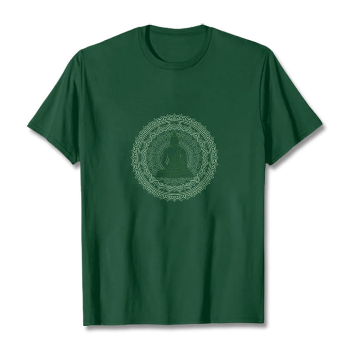 Maglietta in cotone con mandala Buddha Stones Buddha - Verde studentesco - 2XL - image 5