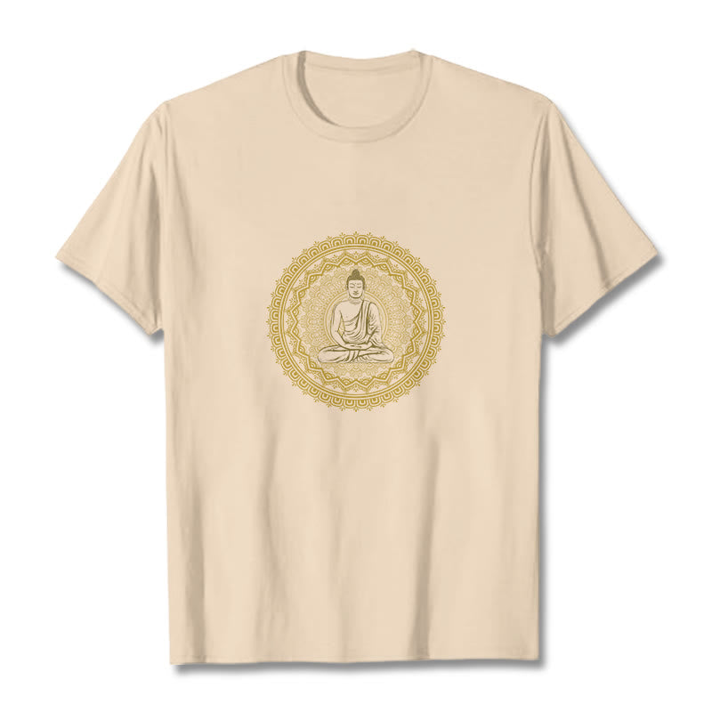 Maglietta in cotone con mandala Buddha Stones Buddha - Biscotto - 2XL - image 1
