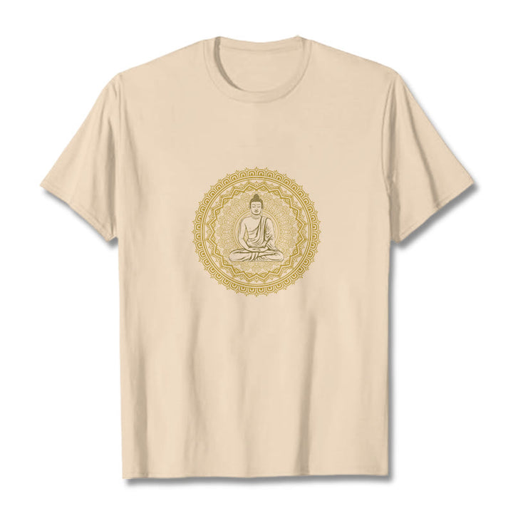 Maglietta in cotone con mandala Buddha Stones Buddha - Biscotto - 2XL - image 1