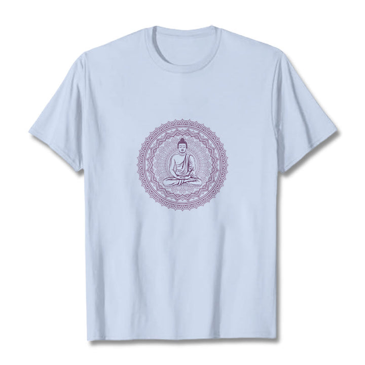 Maglietta in cotone con mandala Buddha Stones Buddha - Ciano chiaro - 2XL - image 15