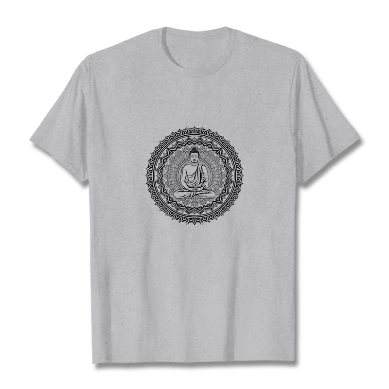 Maglietta in cotone con mandala Buddha Stones Buddha - Grigio chiaro - 2XL - image 14