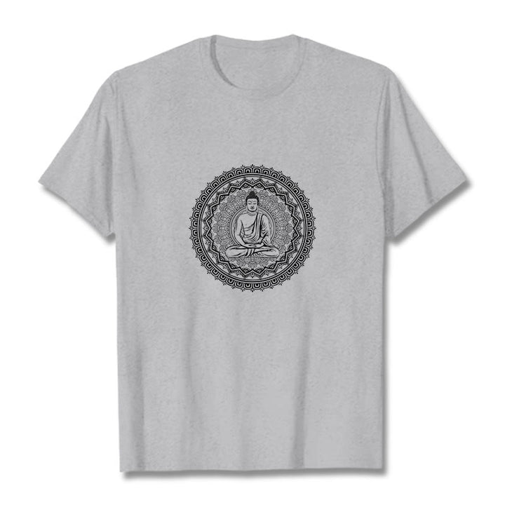 Maglietta in cotone con mandala Buddha Stones Buddha - Grigio chiaro - 2XL - image 14