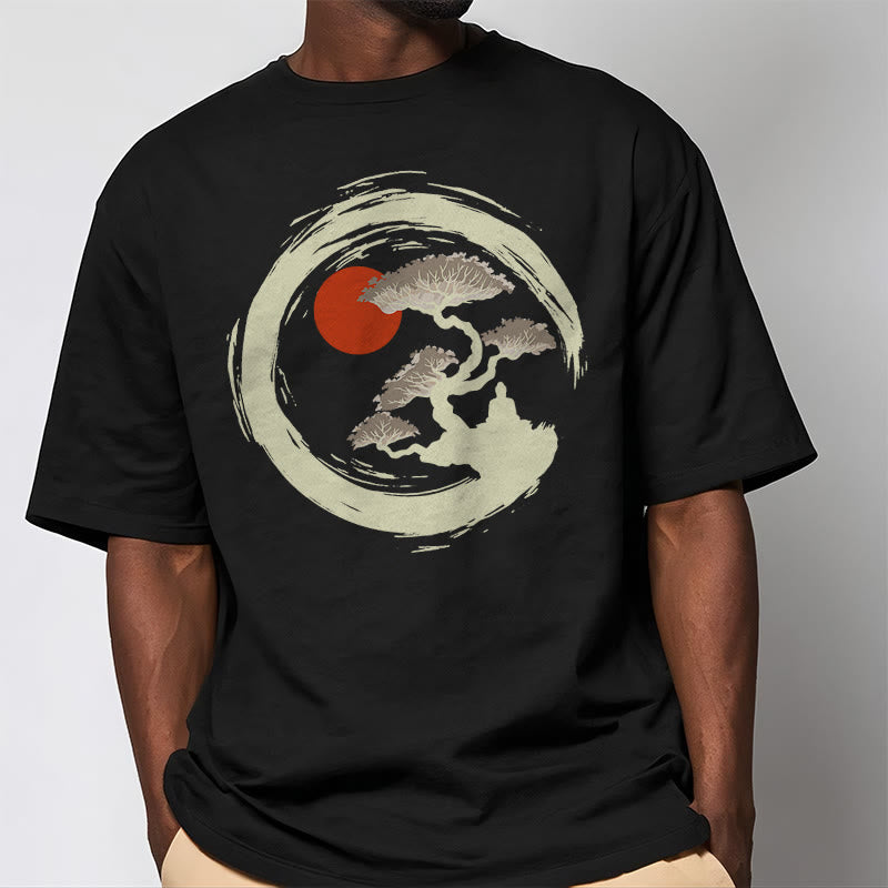 Maglietta Buddha Stones Red Sun Pine Zen Circle Meditazione Buddha Tee - image 6