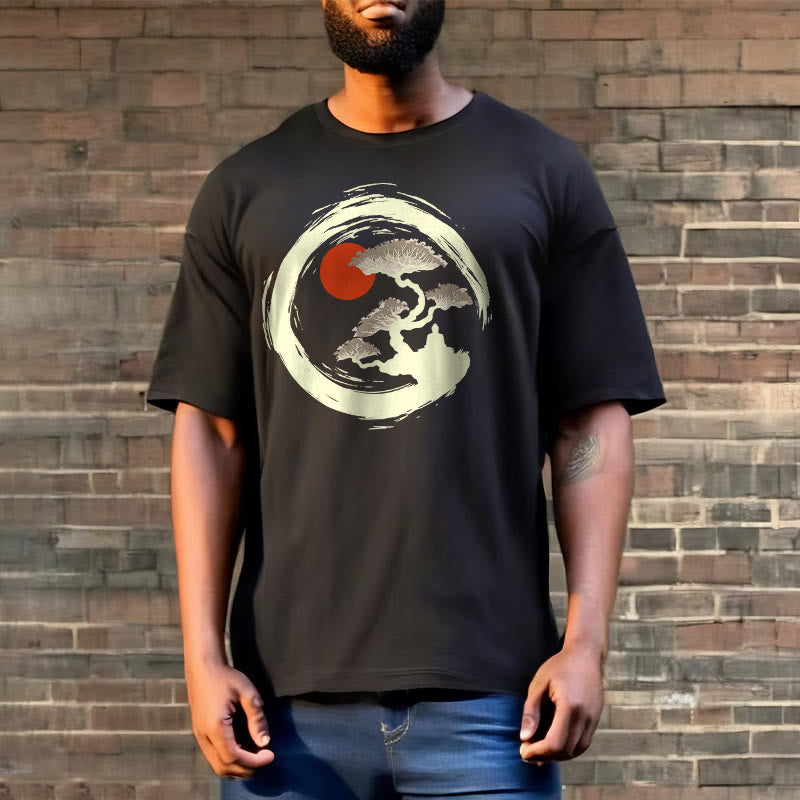 Maglietta Buddha Stones Red Sun Pine Zen Circle Meditazione Buddha Tee - image 8