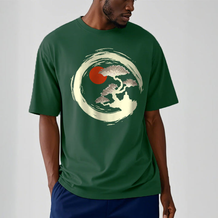 Maglietta Buddha Stones Red Sun Pine Zen Circle Meditazione Buddha Tee - image 24
