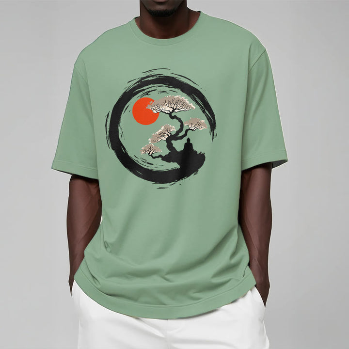 Maglietta Buddha Stones Red Sun Pine Zen Circle Meditazione Buddha Tee - image 32