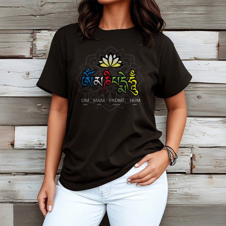 T-shirt con maglietta Buddha Stones Om Mani Padme Hum Lotus - image 2