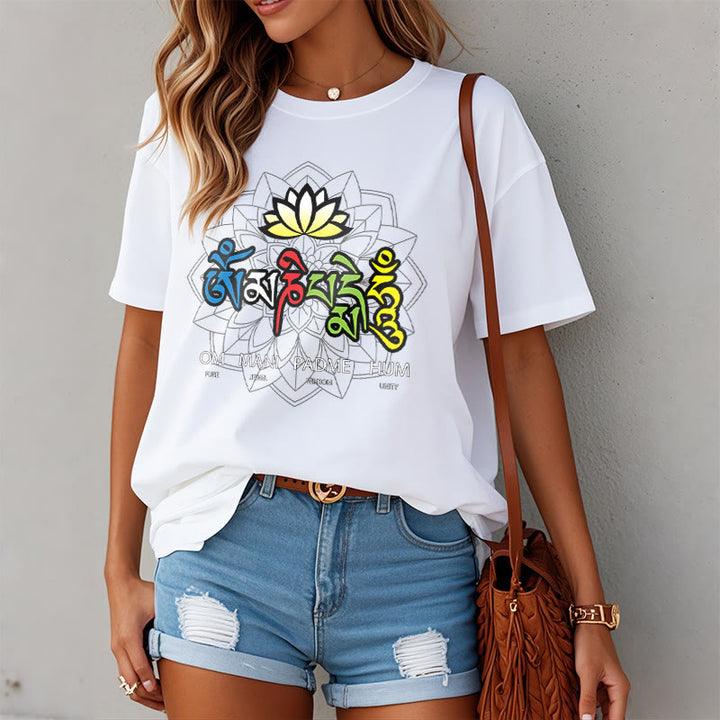 T-shirt con maglietta Buddha Stones Om Mani Padme Hum Lotus