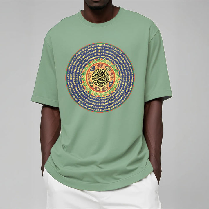 T-shirt in sanscrito con Buddha Stones 108 Om Mani Padme Hum Mantra