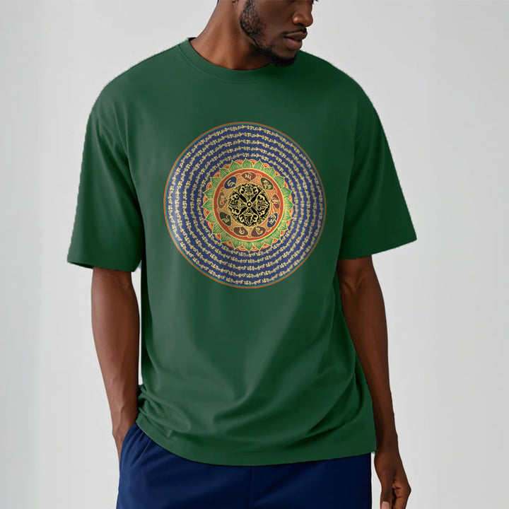 T-shirt in sanscrito con Buddha Stones 108 Om Mani Padme Hum Mantra