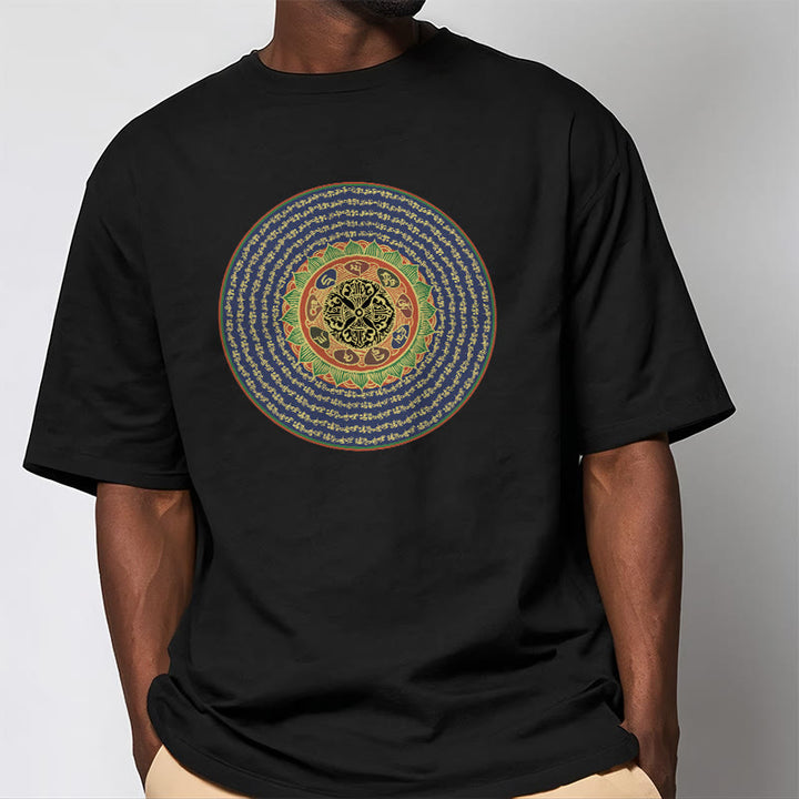 T-shirt in sanscrito con Buddha Stones 108 Om Mani Padme Hum Mantra