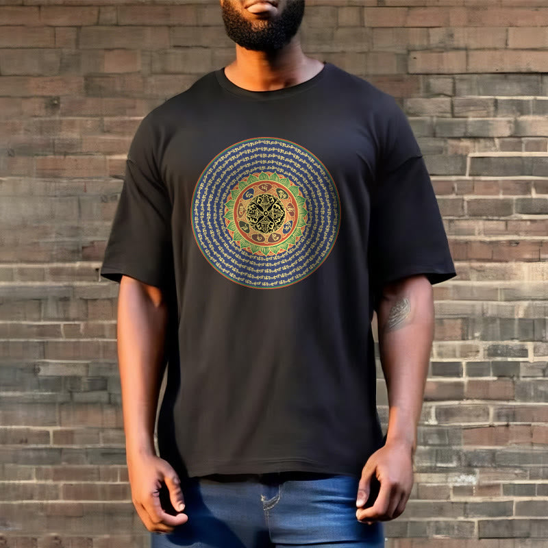 T-shirt in sanscrito con Buddha Stones 108 Om Mani Padme Hum Mantra