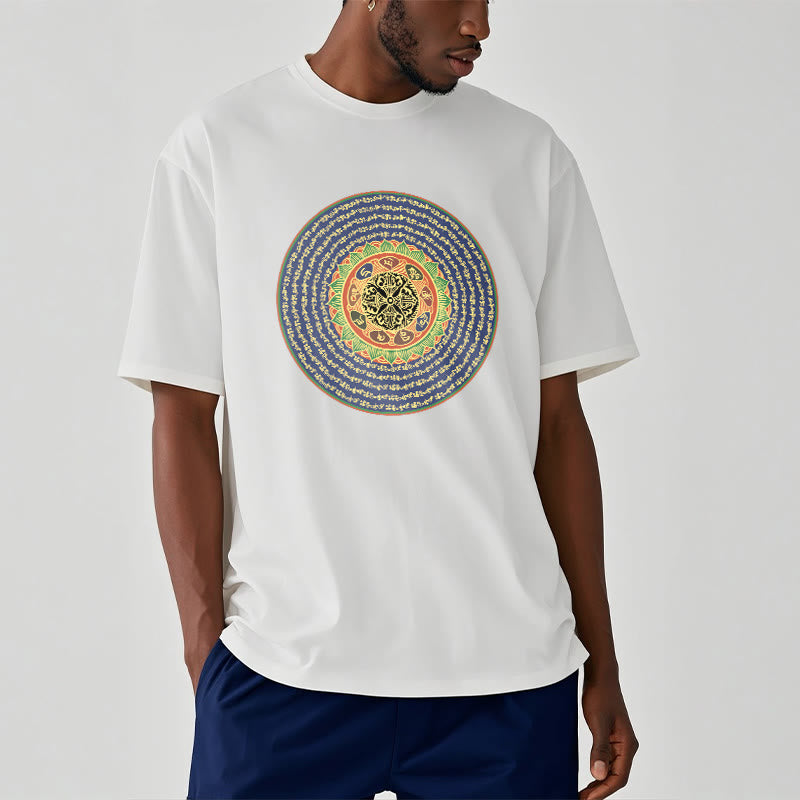 T-shirt in sanscrito con Buddha Stones 108 Om Mani Padme Hum Mantra