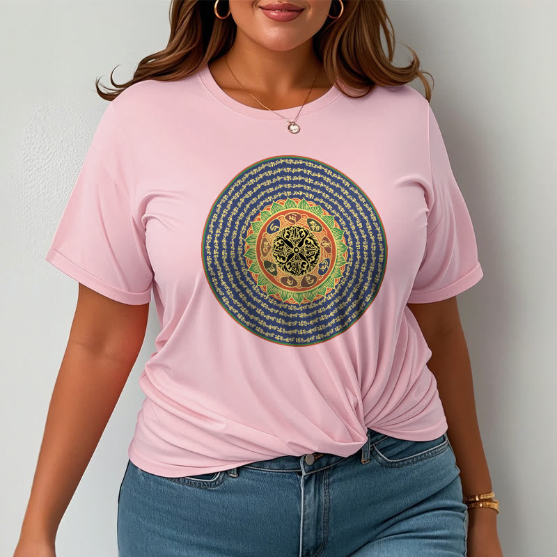 T-shirt in sanscrito con Buddha Stones 108 Om Mani Padme Hum Mantra
