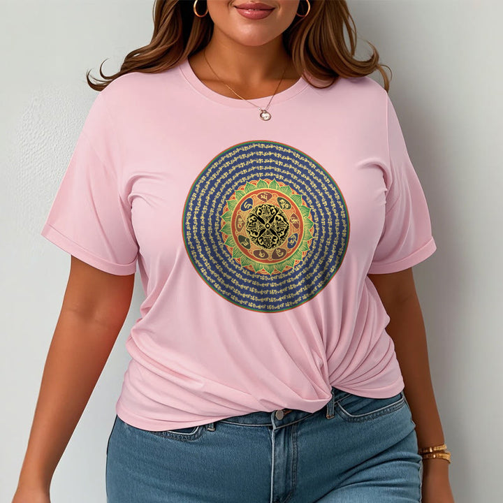 T-shirt in sanscrito con Buddha Stones 108 Om Mani Padme Hum Mantra