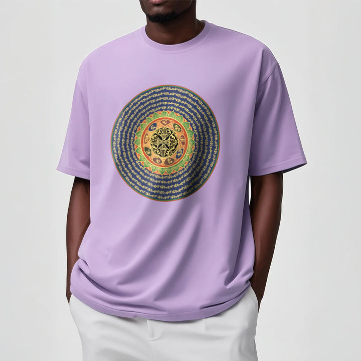 T-shirt in sanscrito con Buddha Stones 108 Om Mani Padme Hum Mantra