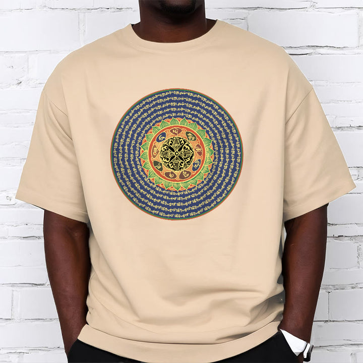 T-shirt in sanscrito con Buddha Stones 108 Om Mani Padme Hum Mantra