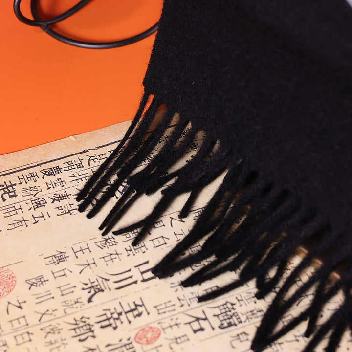 Scialle di lana con Buddha Stones , ricamo a foglia di bambù, nappa, sciarpa da viaggio invernale e calda - image 4