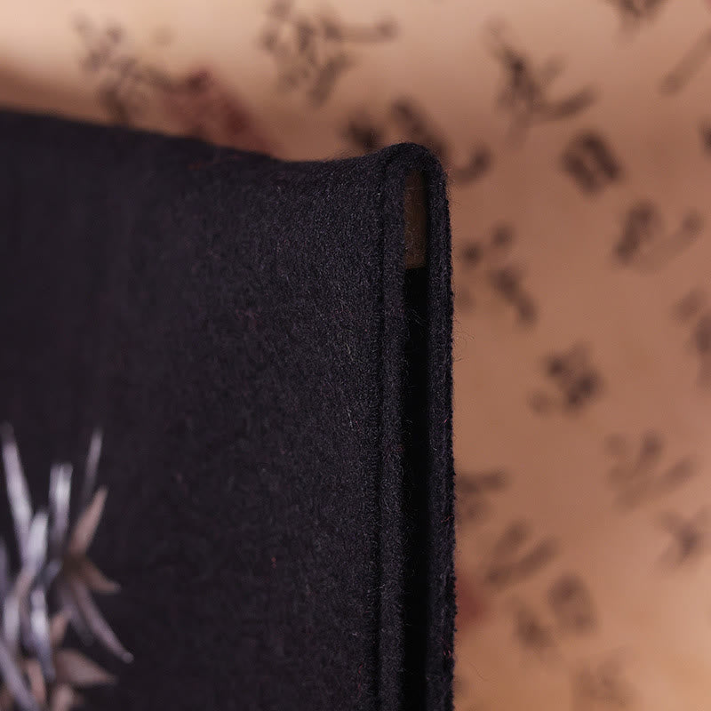 Scialle di lana con Buddha Stones , ricamo a foglia di bambù, nappa, sciarpa da viaggio invernale e calda - image 3