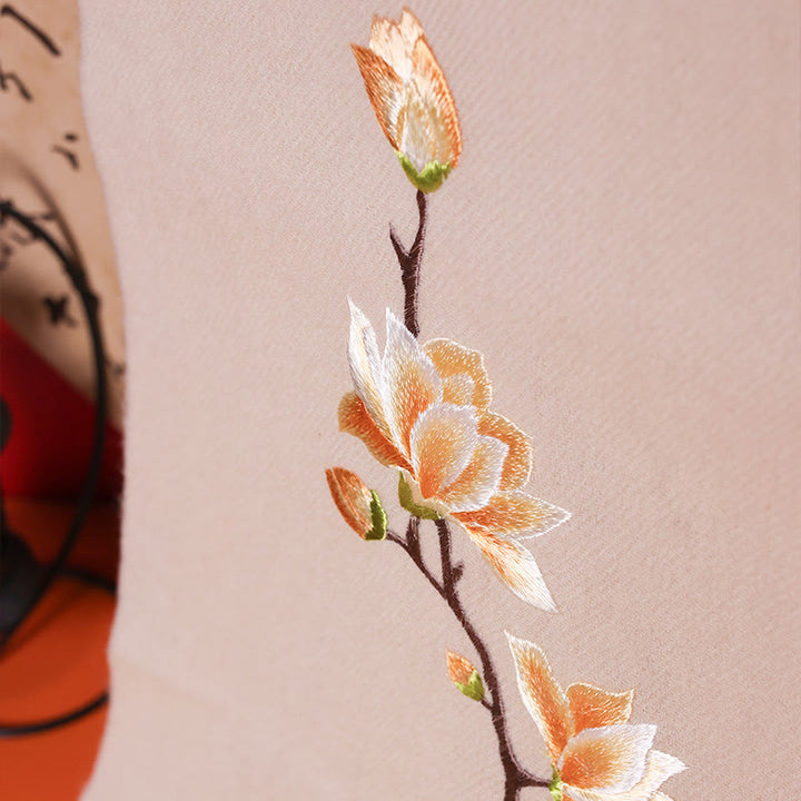 Scialle di lana con Buddha Stones, ricamo di magnolia Yulan, nappa, sciarpa da viaggio invernale e calda - image 1