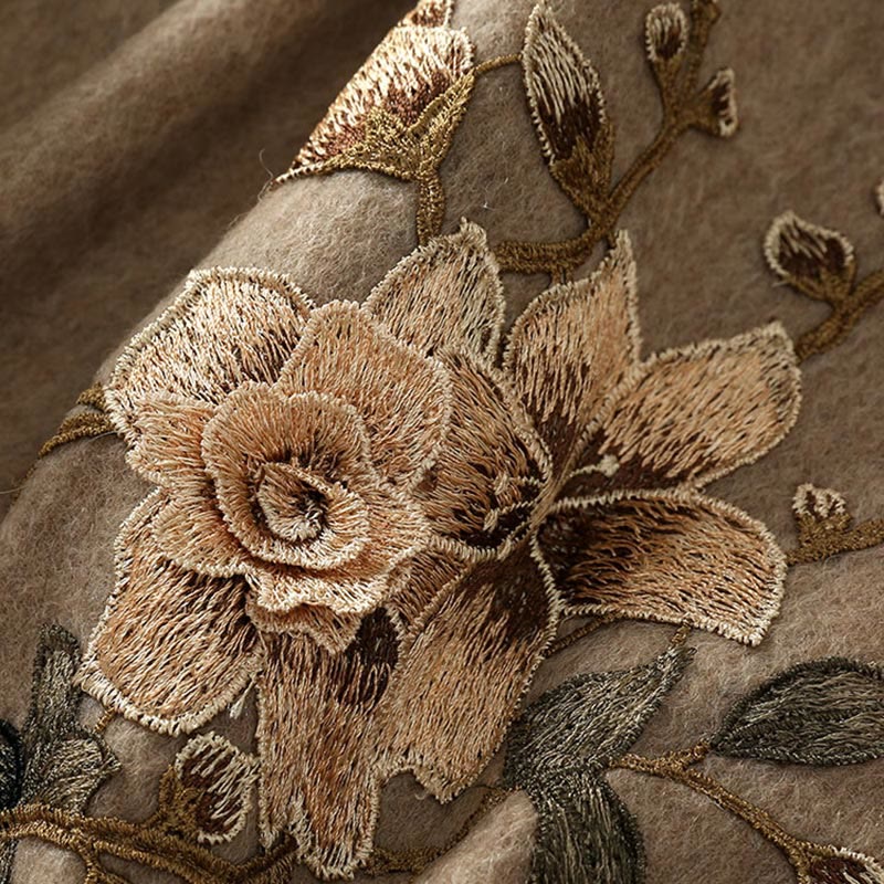 Scialle di lana con Buddha Stones , bianco, arancione, ricamo a fiori, nappa, sciarpa da viaggio invernale e calda - image 5