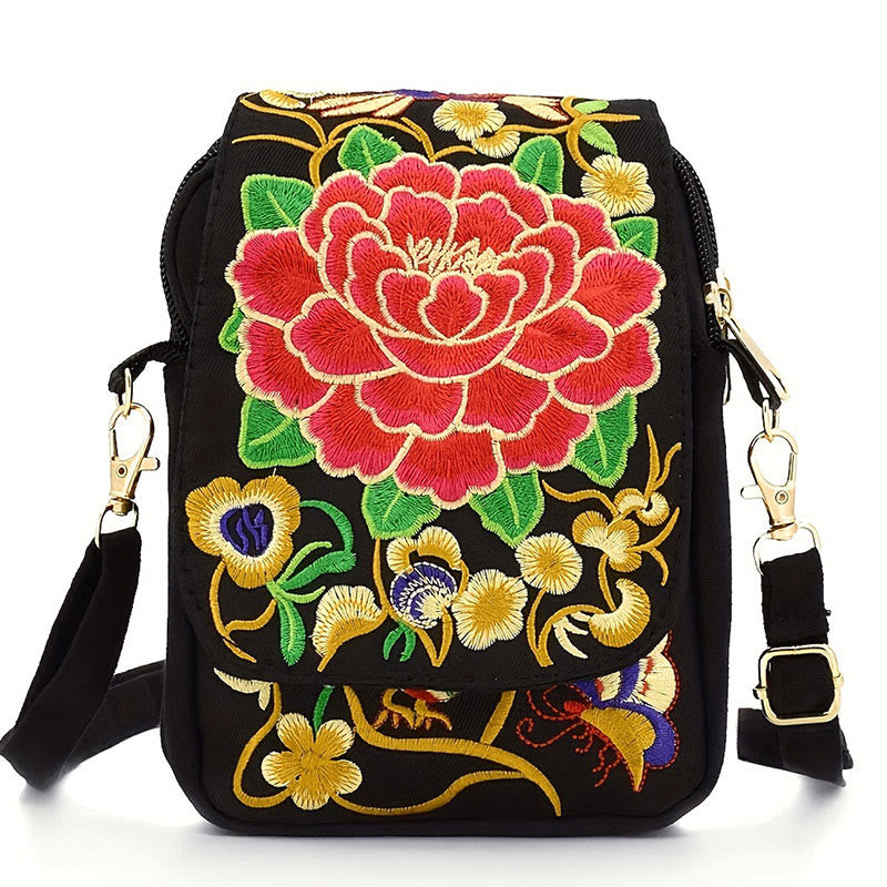 Buddha Stones Inula Flower Peony Ricamo Tela Shopping Borsa Borsa A Tracolla