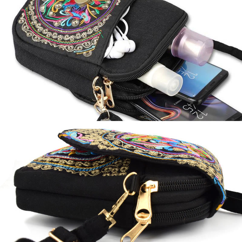 Buddha Stones Inula Flower Peony Ricamo Tela Shopping Borsa Borsa A Tracolla