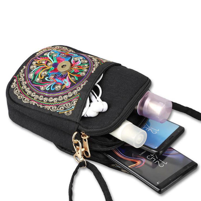 Buddha Stones Inula Flower Peony Ricamo Tela Shopping Borsa Borsa A Tracolla
