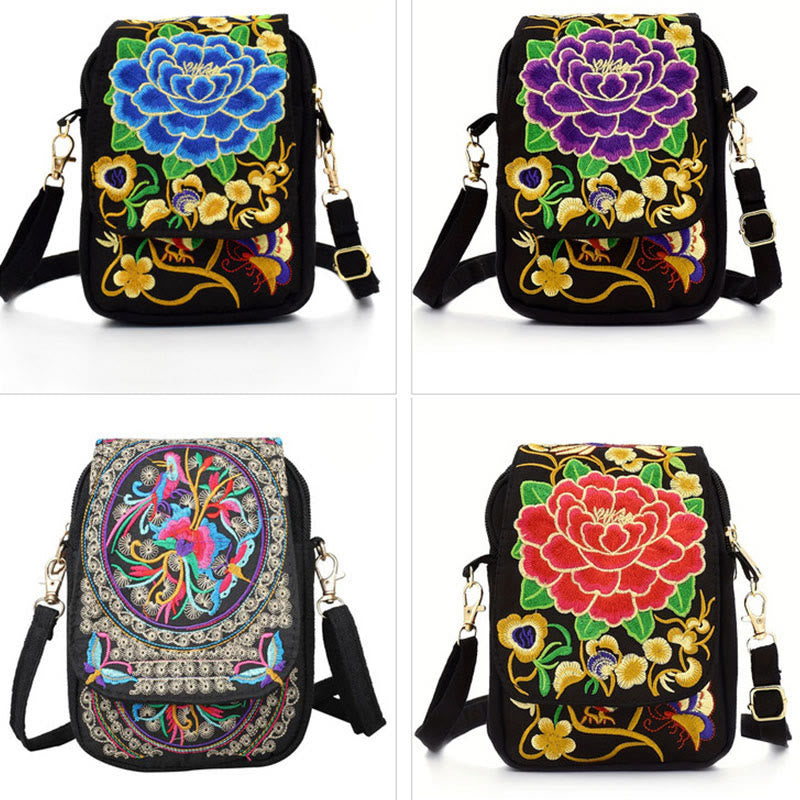 Buddha Stones Inula Flower Peony Ricamo Tela Shopping Borsa Borsa A Tracolla