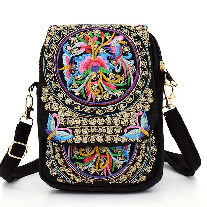 Buddha Stones Inula Flower Peony Ricamo Tela Shopping Borsa Borsa A Tracolla