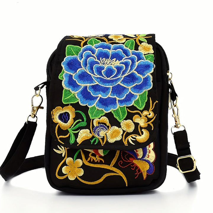 Buddha Stones Inula Flower Peony Ricamo Tela Shopping Borsa Borsa A Tracolla