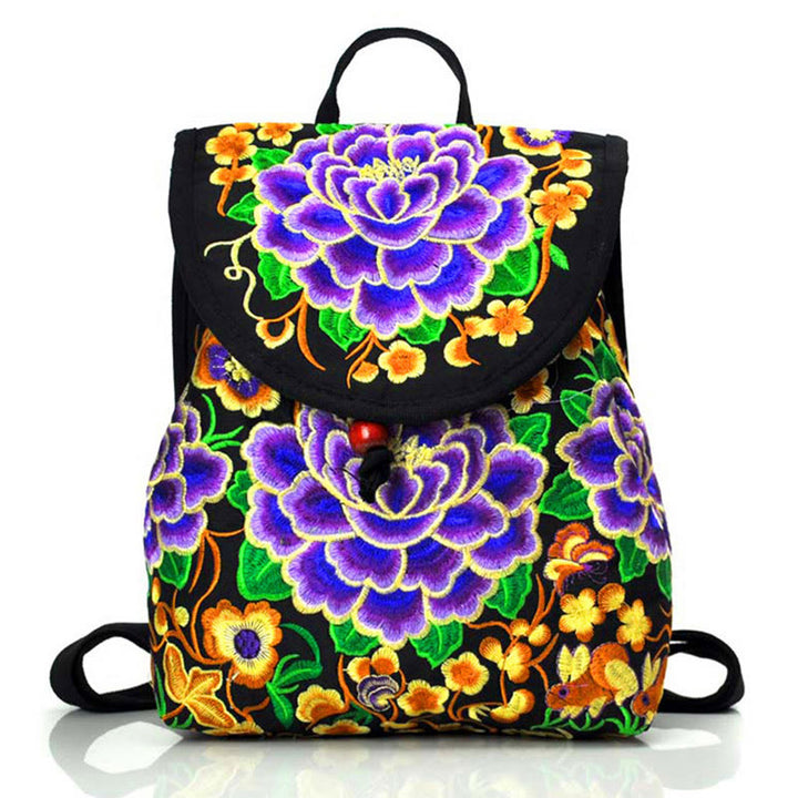 Zaino in tela con ricamo Buddha Stones Peony Chinese Money Tree