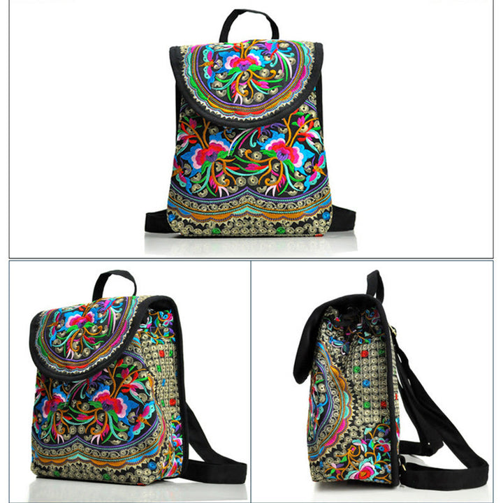 Zaino in tela con ricamo Buddha Stones Peony Chinese Money Tree